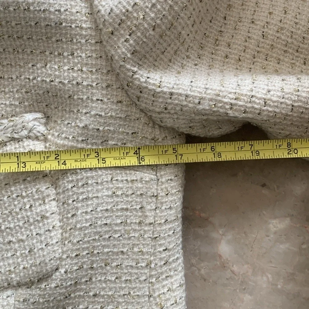 JCrew Tweed Blazer with Metallic Thread size 0 cream‎ beige classic elegant